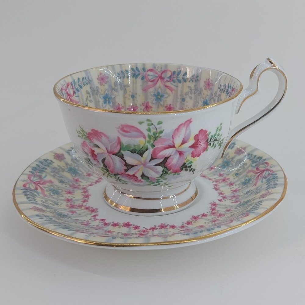 Queen Anne Royal Bridal Gown Teacup and Saucer Vintage 1949